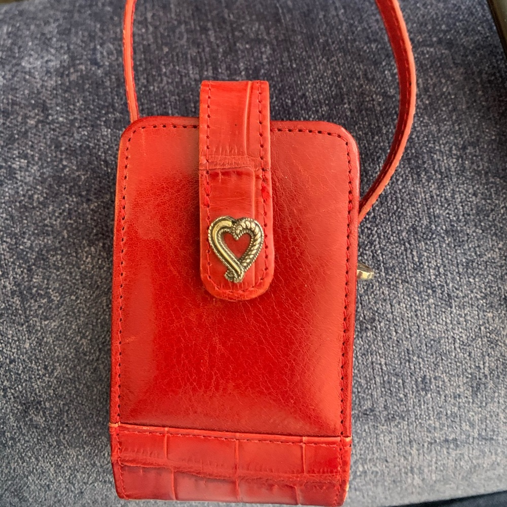 Vintage redleather flip phone carrier